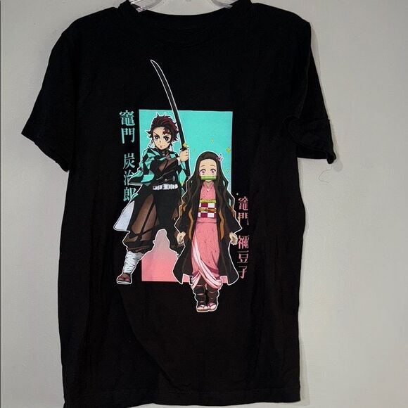 Demon Slayer Shirt Mens Medium Black Anime Cartoon Kimetsu No Yaiba - Picture 1 of 9